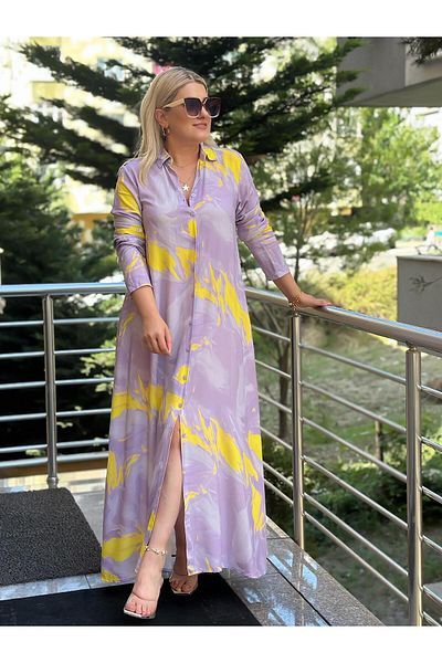 MELTEM TUĞAN LiLA LonG Patterned Shirt Dress