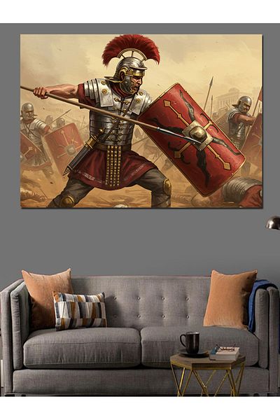 Tablomega Ilustrație militară romană cu scut Pânză decorativă - Lemn MDF