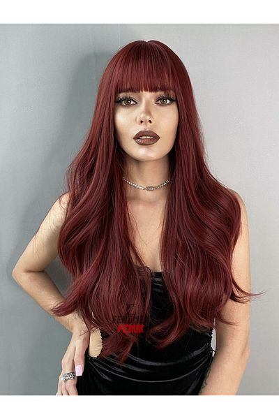 Fenomen Peruk Masha Wavy Vip Wig with Red Bangs