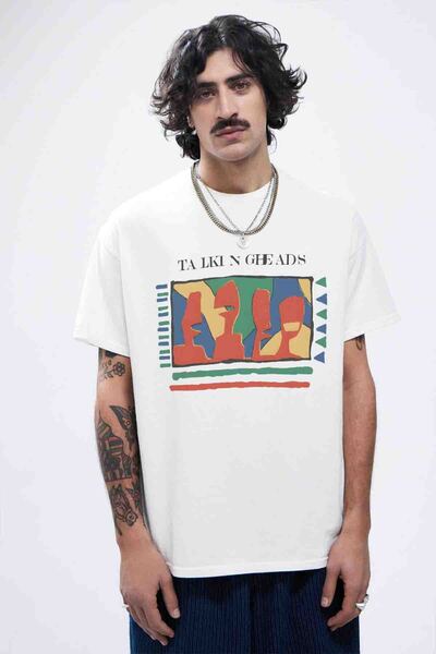 Tee&more. Tricou premium unisex oversize retro cu capete de vorbire imprimate