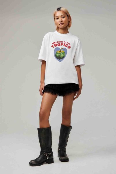 Tee&more. Tropical Printed Premium Unisex Oversize T-shirt