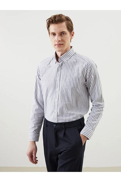 LC Waikiki Ανδρικό ριγέ μακρυμάνικο πουκάμισο LCWAIKIKI Classic Regular Fit