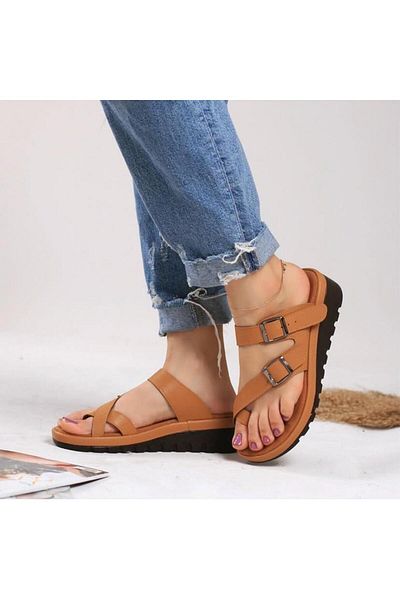 Demashoes Παντόφλες με αγκράφα Tan Flip Flop