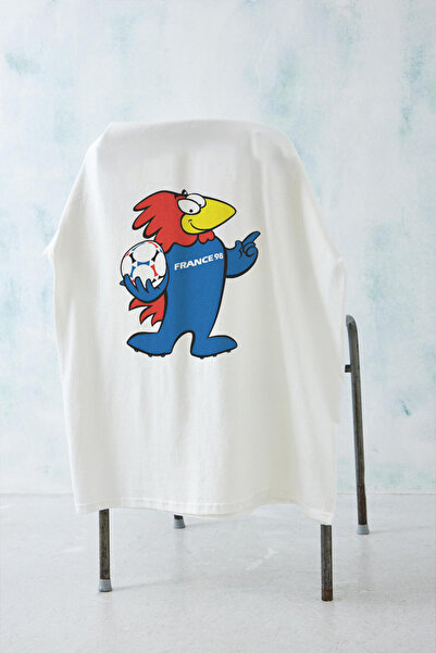 Tee&more. فرنسا 98 للجنسين تي شيرت ممتاز كبير الحجم - كأس العالم التميمة المط...