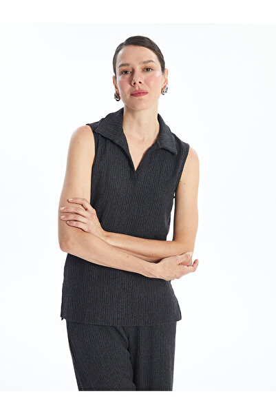 LC Waikiki Black Women's Polo Neck Plain Blouse