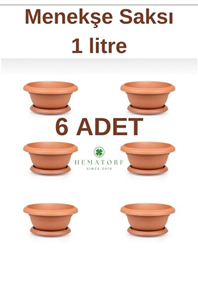 Hematorf Menekşe Saksı 1 Litre 18 Cm - 6 Adet Alt Tabak Dahil