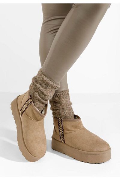 B T Shoes Cizme tip ugg cu platformă Liley kaki
