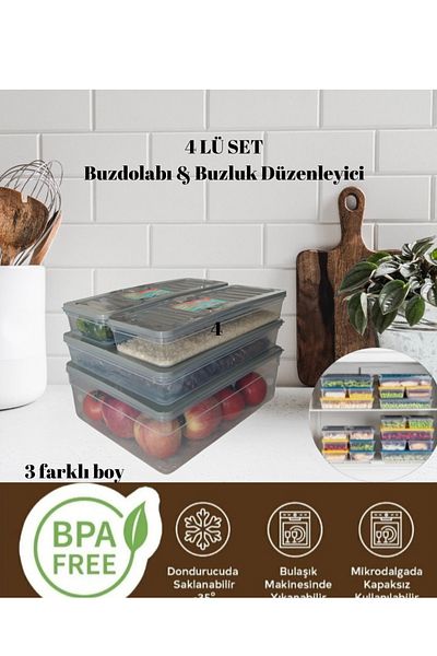 VİZYON Refrigerator Organizer Set Refrigerator Organizer Icebox Storage Container