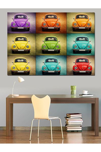 Tablomega Pop-Art Colorate Mașini Clasice Pânză Decorativă - Lemn MDF Pictat