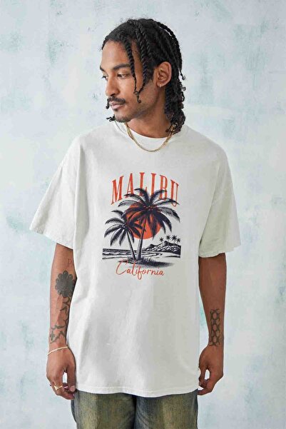 Tee&more. تي شيرت ماليبو ممتاز مطبوع للجنسين مقاس كبير