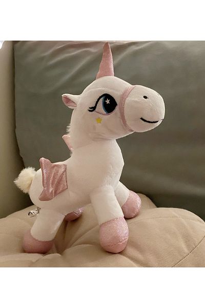 JOKERELLA Pink White Plush Unicorn Unicorn