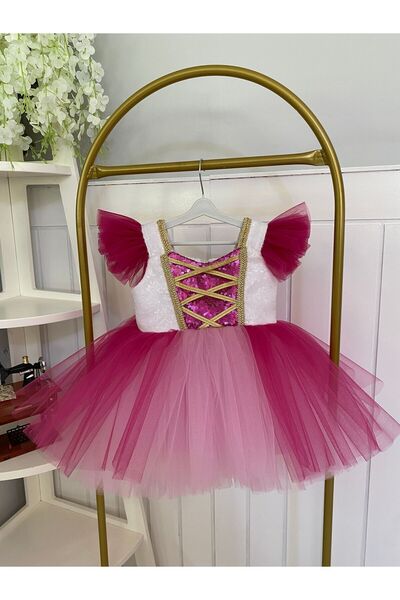 HOBİ Vintage Tutu Princess Dress - Fluffy Dress with Gold Detail