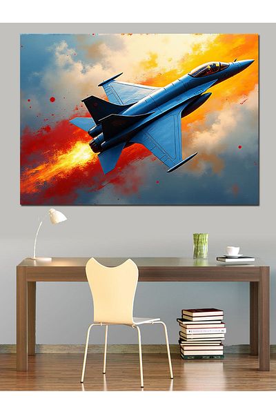 Tablomega Pânză decorativă Blue Jet Plane - Lemn MDF