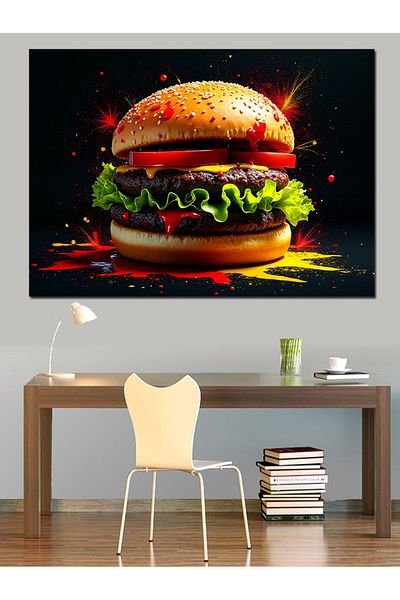 Tablomega Pânză decorativă Hamburger delicioasă - Lemn MDF