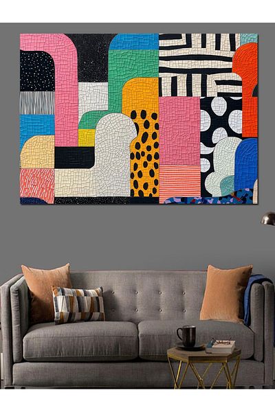 Tablomega Pânză decorativă cu model geometric colorat - MDF Lemn