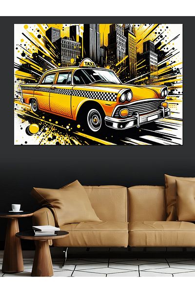 Tablomega Pânză decorativă Taxi Galben - Lemn MDF