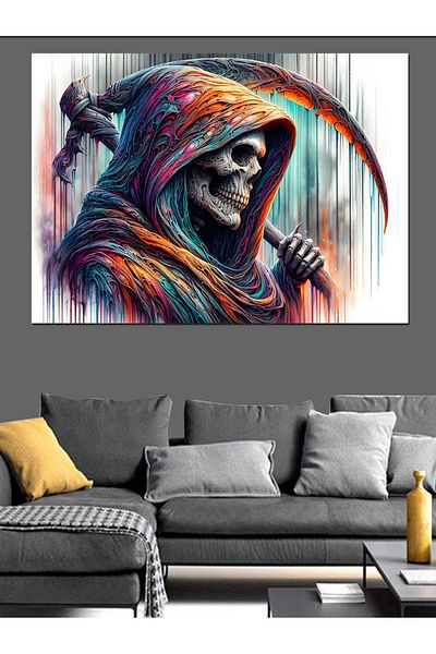 Tablomega Pânză decorativă schelet Grim Reaper - Lemn MDF