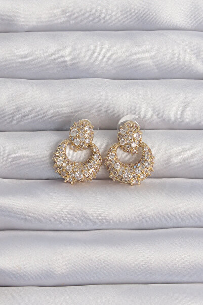 Skygo Brass Gold Color Zircon Stone Oval Form Earrings - Tj-Bkp9273