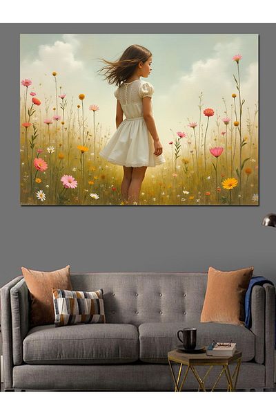Tablomega Pânză decorativă Flower Country Girl - Lemn MDF