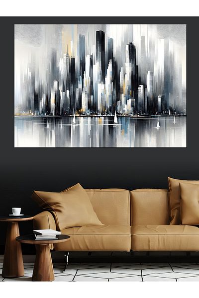 Tablomega Pânză decorativă Sky And City View - Lemn MDF