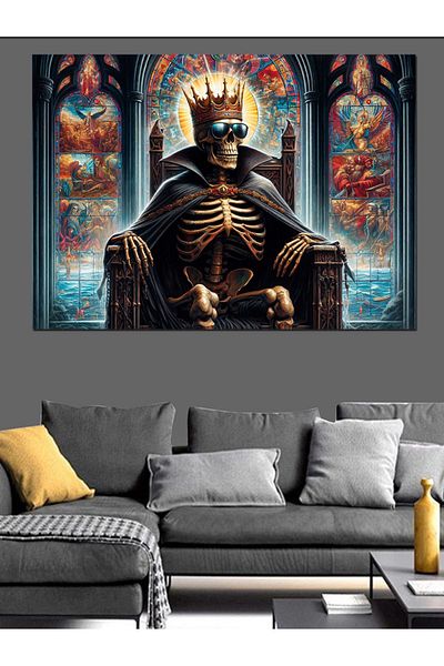 Tablomega Canvas Decorativ Regele Scheletul Sediul Tronului - MDF Lemn