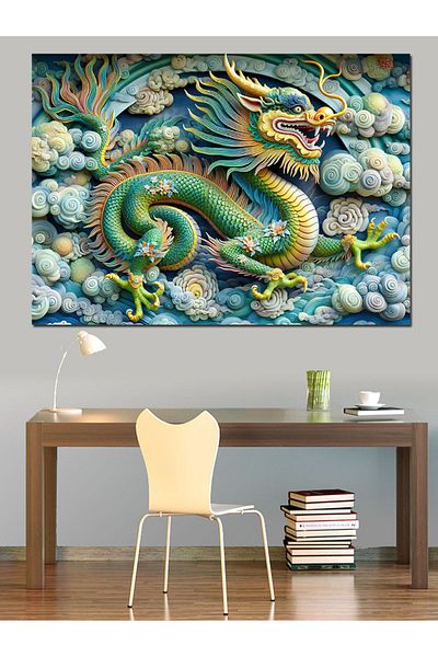 Tablomega Pânză decorativă Dance of the Dragon - Lemn MDF