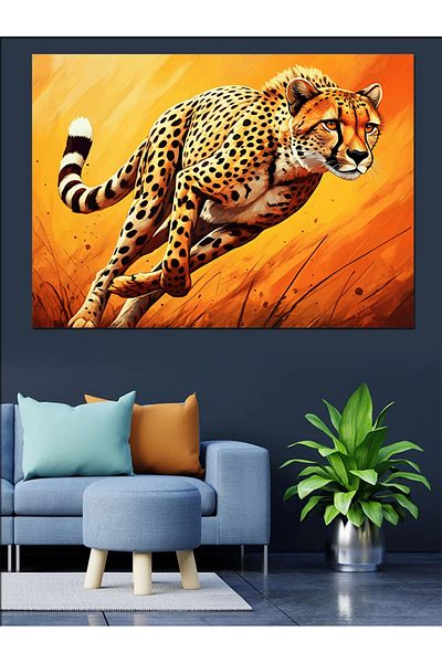 Tablomega Pânză decorativă Running Cheetah - Lemn MDF