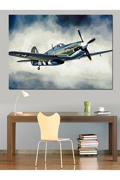 Tablomega Avion cu elice în cer Pânză decorativă - Lemn MDF