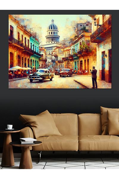 Tablomega Pânză decorativă Street View - Lemn MDF