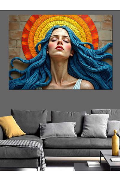 Tablomega Pânză decorativă pentru femeie cu păr colorat - Lemn MDF