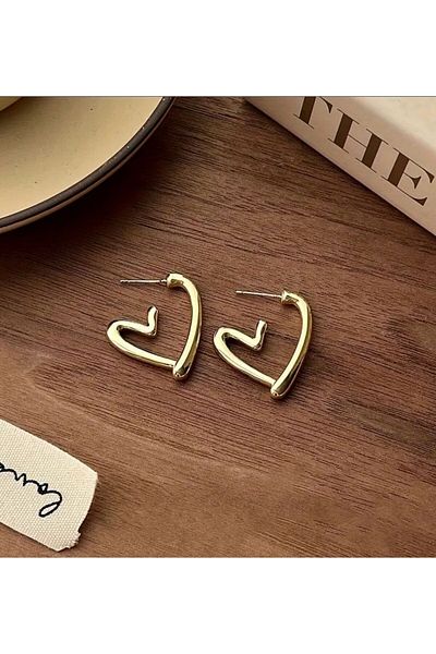 westwindexpres Women's Heart Detailed Gold Earrings