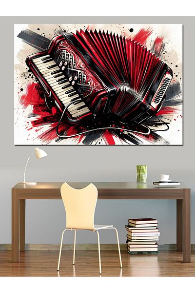 Tablomega Pânză Decorativă Acordeon Roșu - Lemn MDF