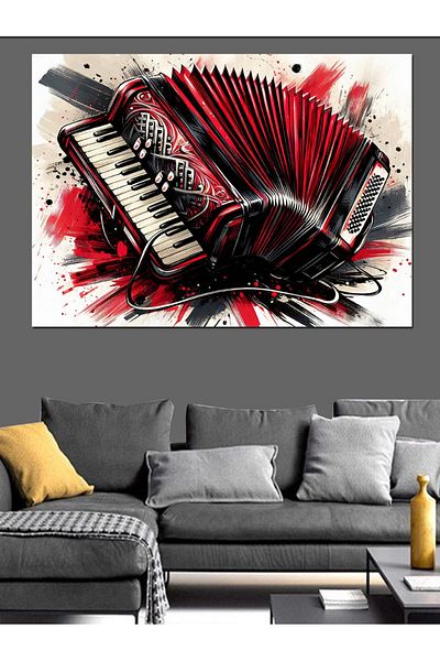 Tablomega Pânză Decorativă Acordeon Roșu - Lemn MDF