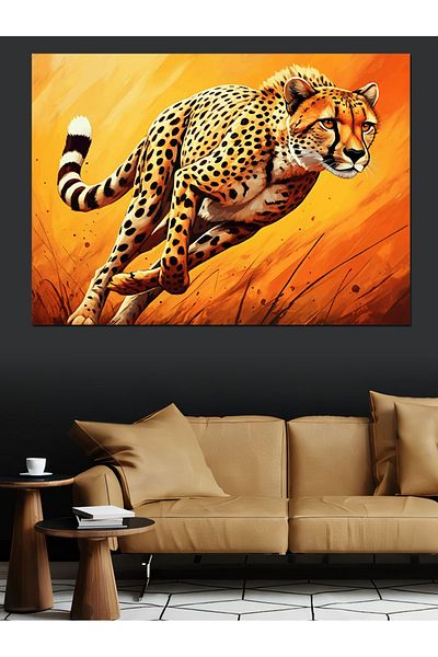 Tablomega Pânză decorativă Running Cheetah - Lemn MDF