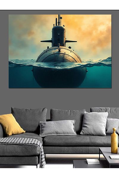 Tablomega Pânză decorativă submarin în mare - pictură din lemn MDF
