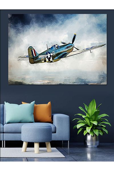Tablomega Pânză decorativă cu avion vechi - Lemn MDF