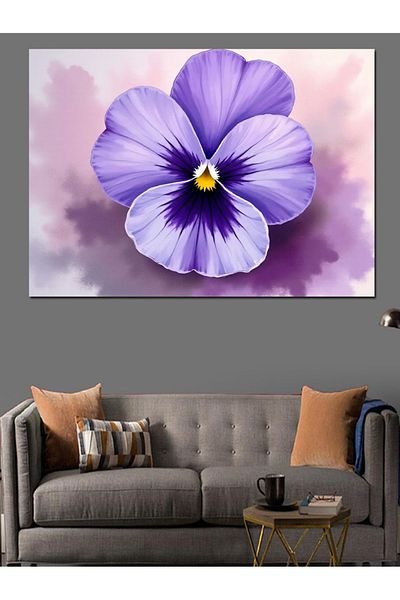 Tablomega Pânză decorativă cu flori violet - MDF Lemn