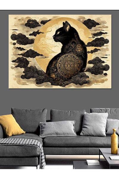 Tablomega Pânză decorativă Black Cat Inside Shadows - Lemn MDF