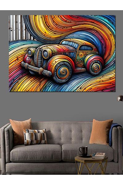 Tablomega Pânză Decorativă Retro Cars - Lemn MDF