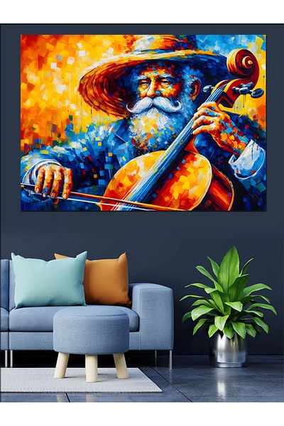 Tablomega Oameni care cântă la violoncel Pânză decorativă - Lemn MDF