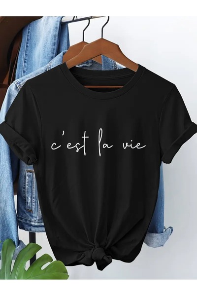 AZIZI TEKSTIL Letter printed T-shirt για το καλοκαίρι και την άνοιξη, κοντομά...