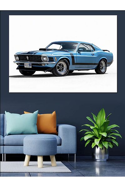 Tablomega Pânză decorativă pentru mașină sport retro - pictură din lemn MDF