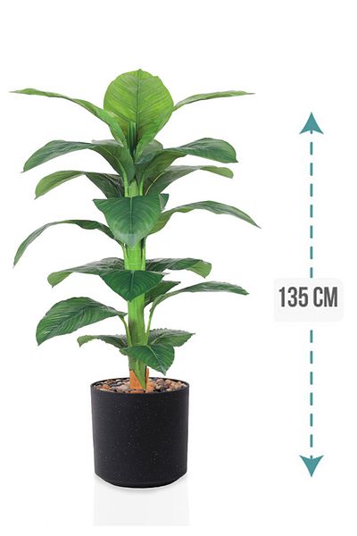 Generic Artificial banana leaf tree with a plastic cylindrical stand