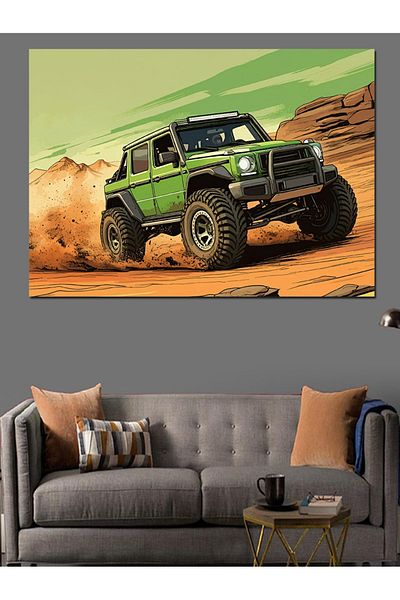Tablomega Pânză decorativă Jeep Desert Off-Road - Lemn MDF