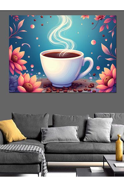 Tablomega Pânză decorativă cafea cu abur - Lemn MDF