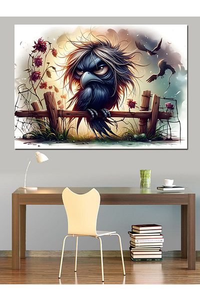 Tablomega Pânză decorativă cu creatură drăguță cu pene - Lemn MDF