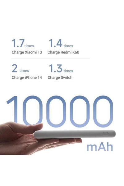 Xiaomi Powerbank 10000 mAh 22.5W Lite - USB-C Taşınabilir Hızlı Şarj Cihazı Beyaz