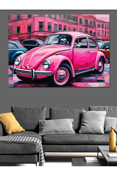 Tablomega Διακοσμητικός καμβάς αυτοκινήτου Pink Turtle - Ξύλινη επιφάνεια MDF