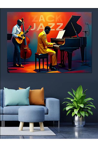 Tablomega Pânză decorativă pentru scenă de grup de jazz - MDF Lemn