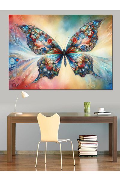 Tablomega Pânză decorativă Fluture Colorat - Lemn MDF